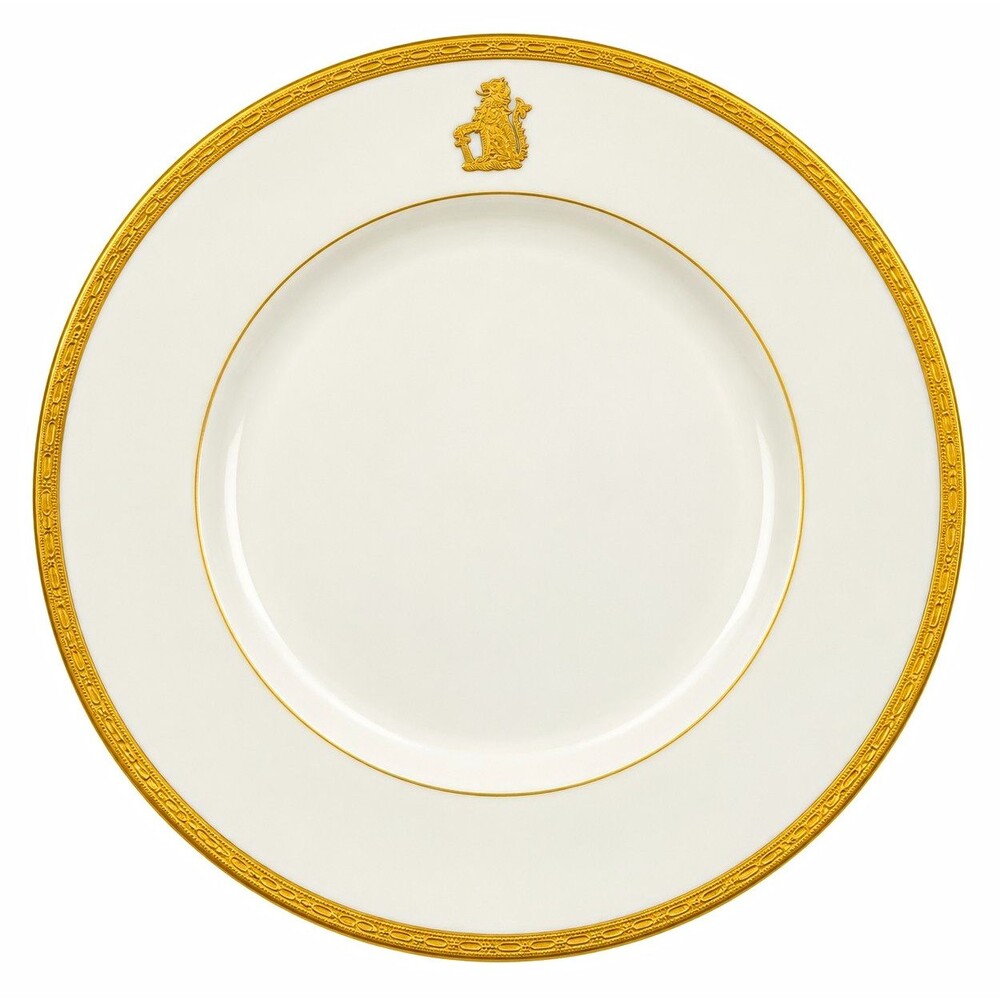 Minton K132 Acid Gold Lion Crest Bone China Dinner Plate England 10.25"